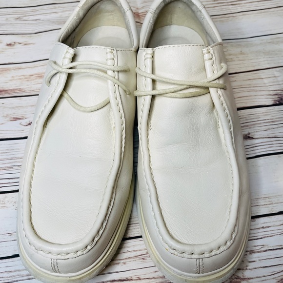 FLORSHEIM Mens Shoes Sneakers Size 9.5 Lace Up Comfortech White Leather Chukkah - Picture 6 of 10
